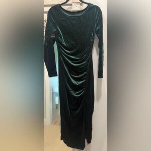 Elegant Velvet Green Dress